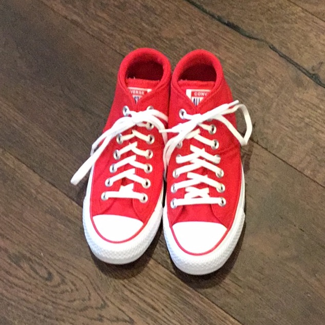 Converse Red And White Sneakers Canvas Classic